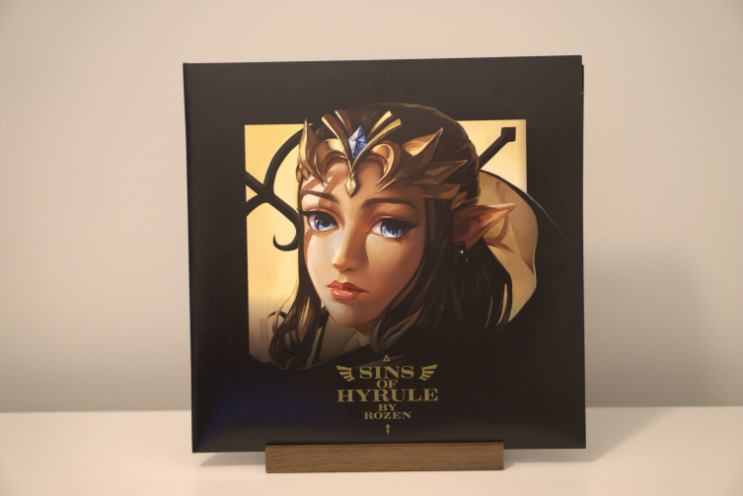 A record cover from an album called Sins of Hyrule. It features a picture of princess Zelda on the cover.